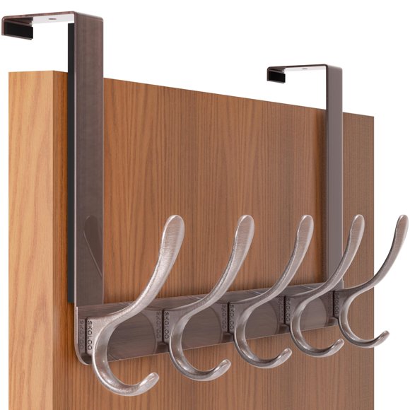 Colgador de puerta SKOLOO para colocar sobre la puerta, retro, rojo, con 5 ganchos