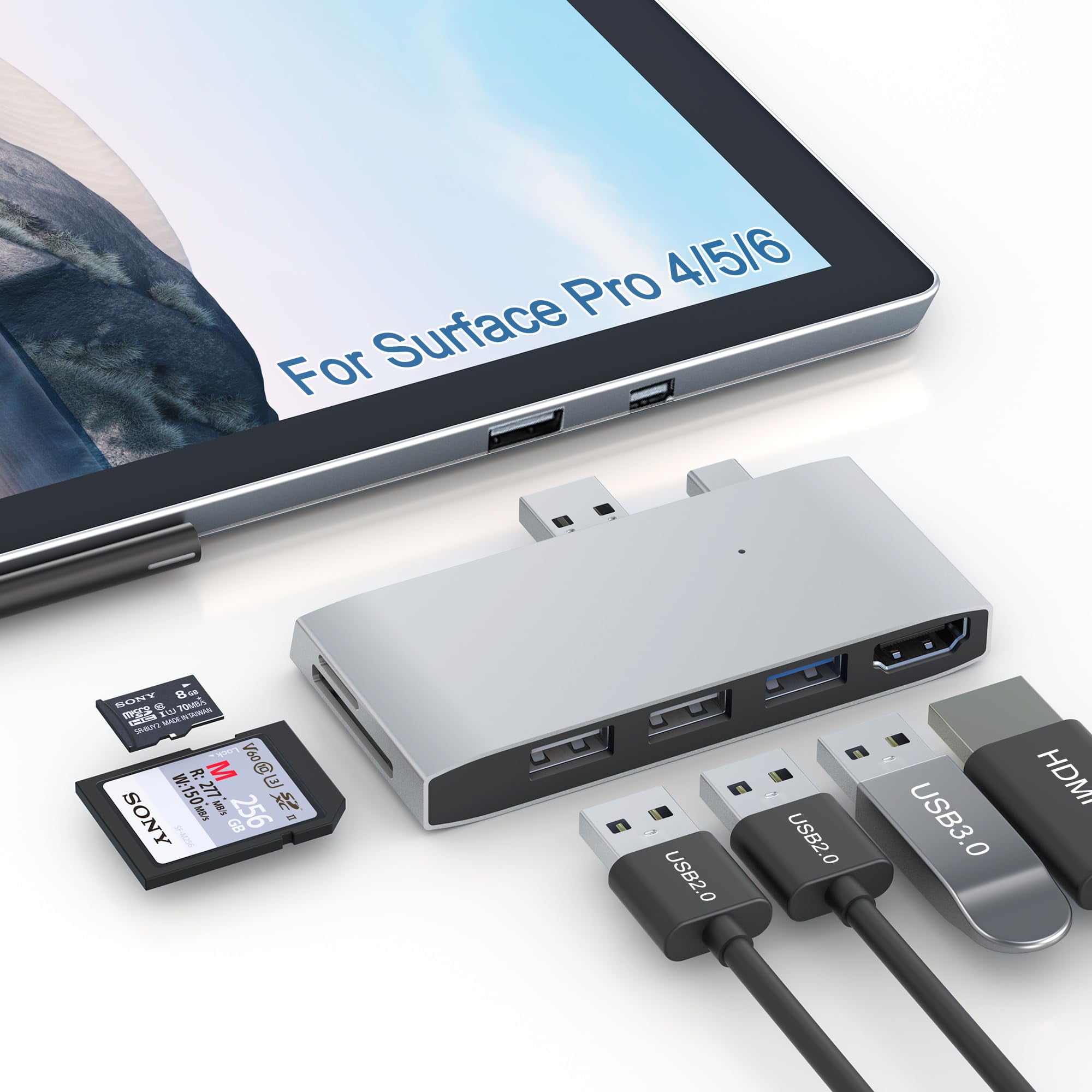 Clickfish - Estación De Acoplamiento Usb Hub Hdmi 4k Para Surface Pro 6/5/4