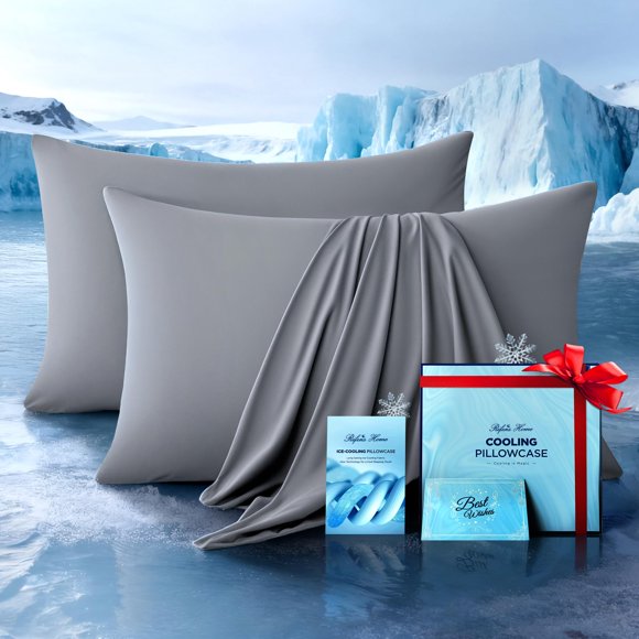 Juego de 2 Fundas de Almohada Rifens Home Cooling Queen Gris Claro