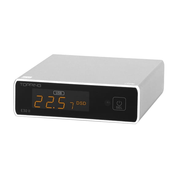 Amplificador DAC de sobremesa Topping E30II Lite, compatible con DSD 512, con entradas USB, coaxial, óptica y RAC, DAC de audio USB,Plateado