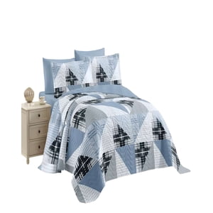 Genérico - Cubrecama Quilt De Verano 2 Plazas Azul 02