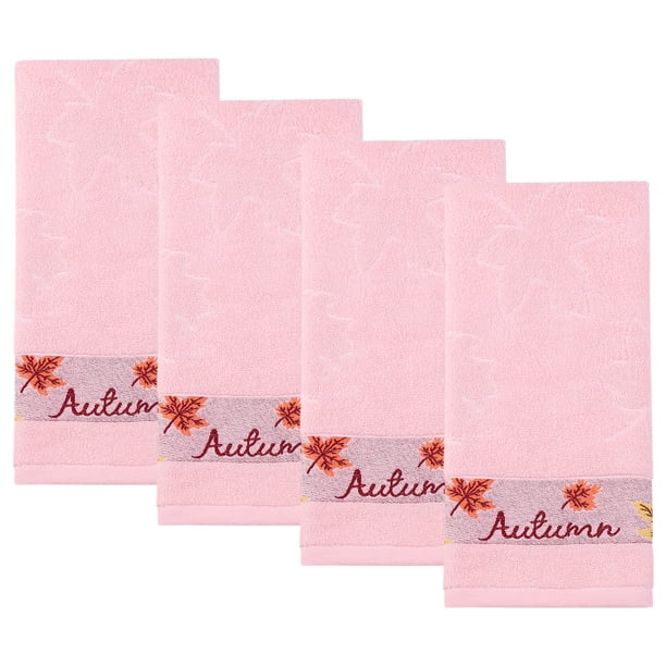 REGALWOVEN Juego de Toallas de Mano Jacquard Hoja de Arce, 29" x 13" Toallas Suaves Absorbentes de Secado Rápido, Toallas Decorativas para Baño, Hogar, Cocina Rosa 4pk