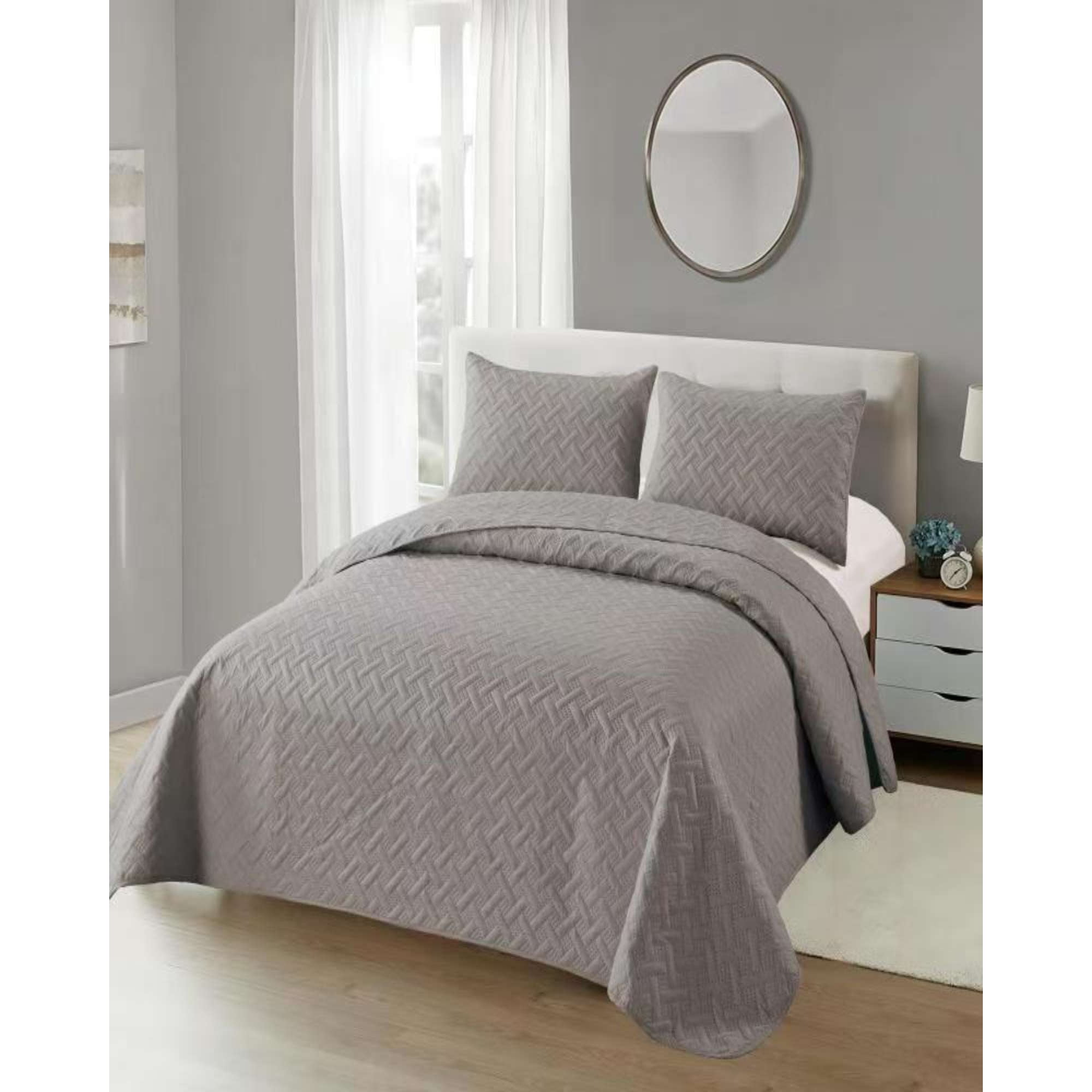 Genérico - Cubrecama Colchas Quilt De Verano King Gris