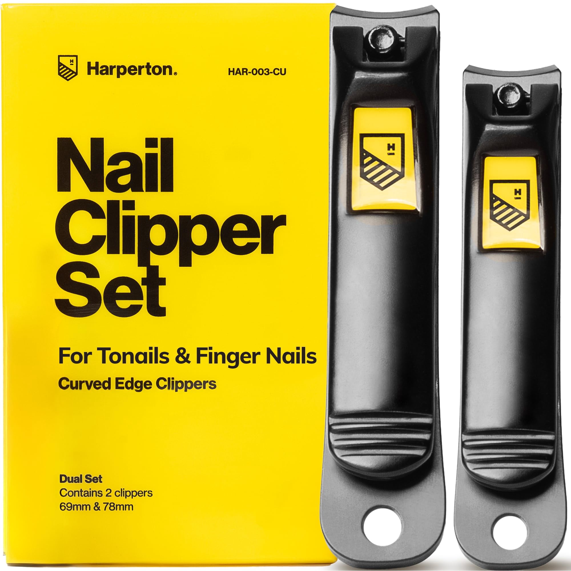Harperton - Cortauñas Para Uñas Gruesas, Paquete De 2 Cortaúñas De Pies Y Manos Resistentes Para Hombre, Juego De Cortadores De Acero Inoxidable De Precisión Con Funda De Viaje (negro)