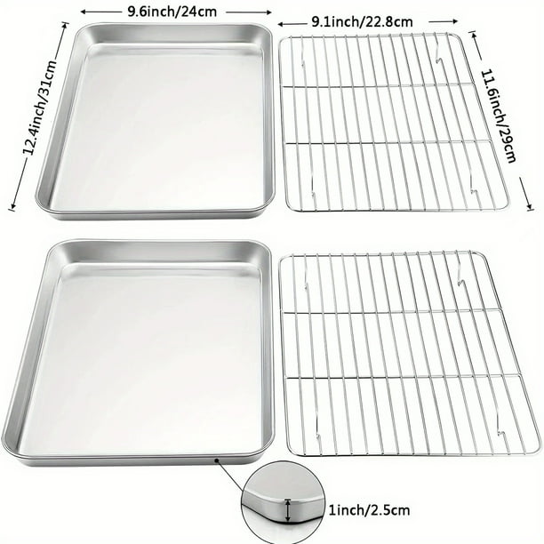 1pc Baking Sheet And Rack Set,Stainless Steel Cookie Sheet, Baking Pan Tray With Cooling Rack,Non Toxic & Healthy,Rust Free & Dishwasher Safe, For Outdoor Picnic Party BBQ Accessories
