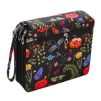 Magideal - Organizador De Bolígrafos, Estuche Para Lápices De Colores, 120 Ranuras, Multifunción, Portátil, Con Cremallera De Tela, Portalápices Abierto, Bolsa D Negro