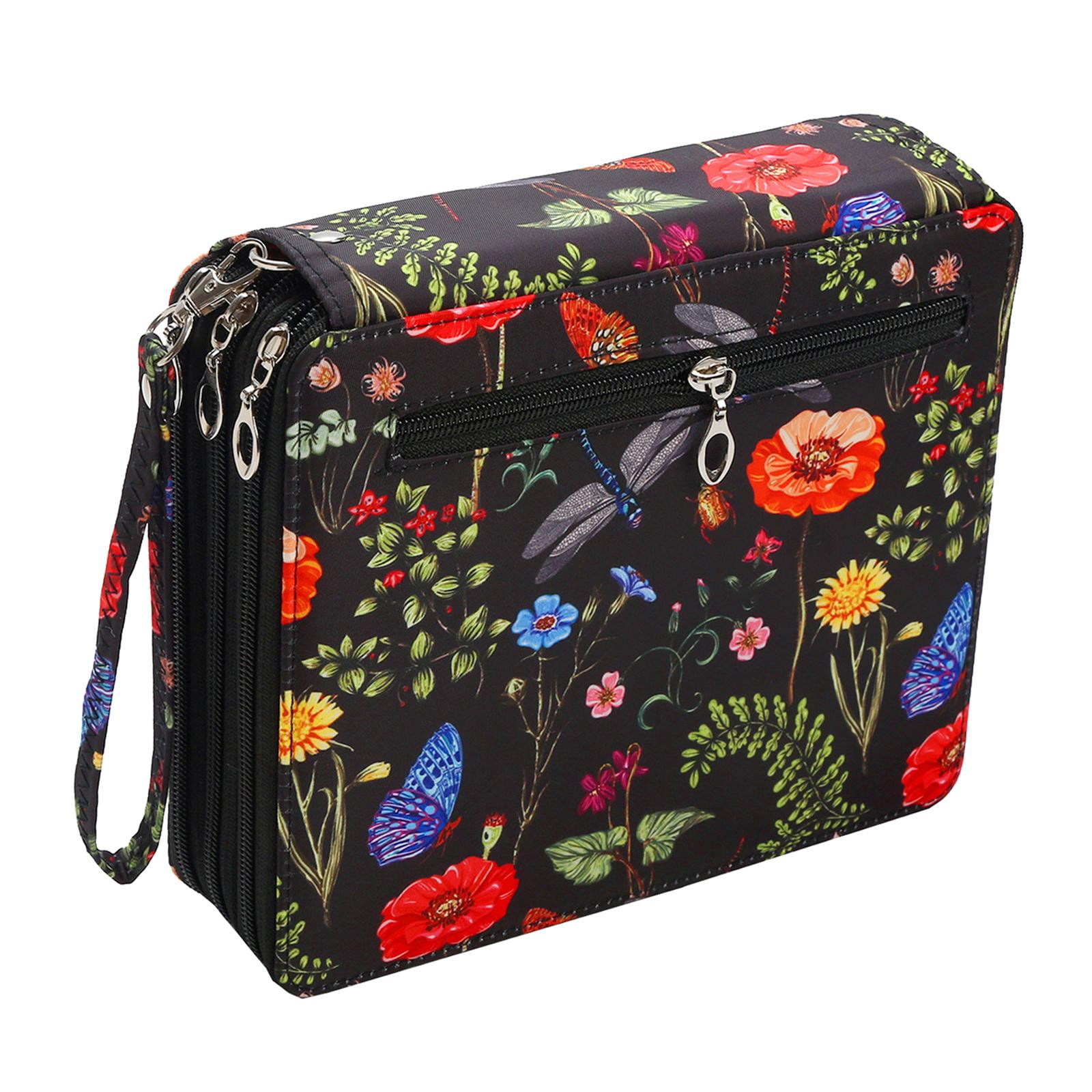 Magideal - Organizador De Bolígrafos, Estuche Para Lápices De Colores, 120 Ranuras, Multifunción, Portátil, Con Cremallera De Tela, Portalápices Abierto, Bolsa D Negro