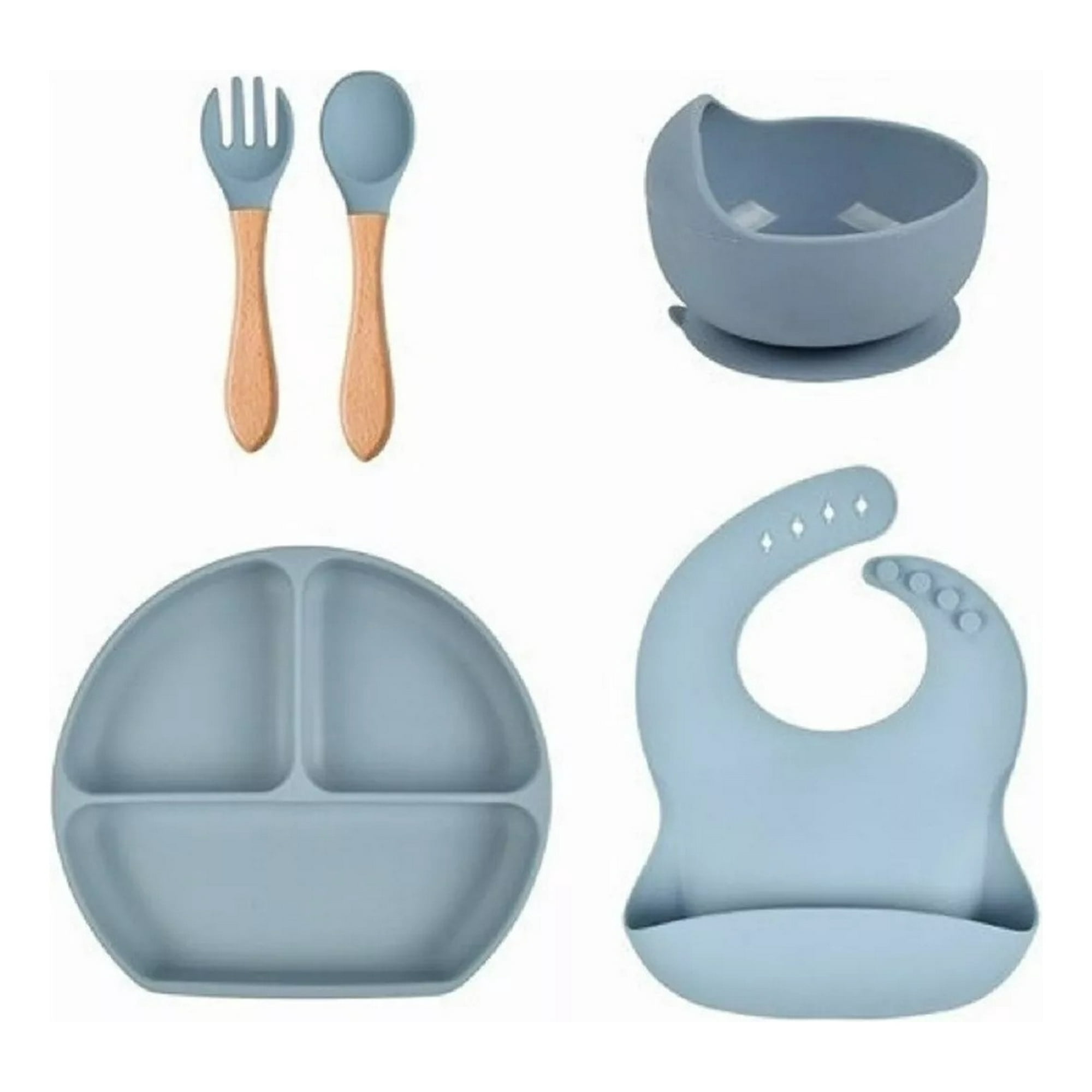 Genérico - Set Platos Vajilla Silicona Alimentacion Bebe Lau