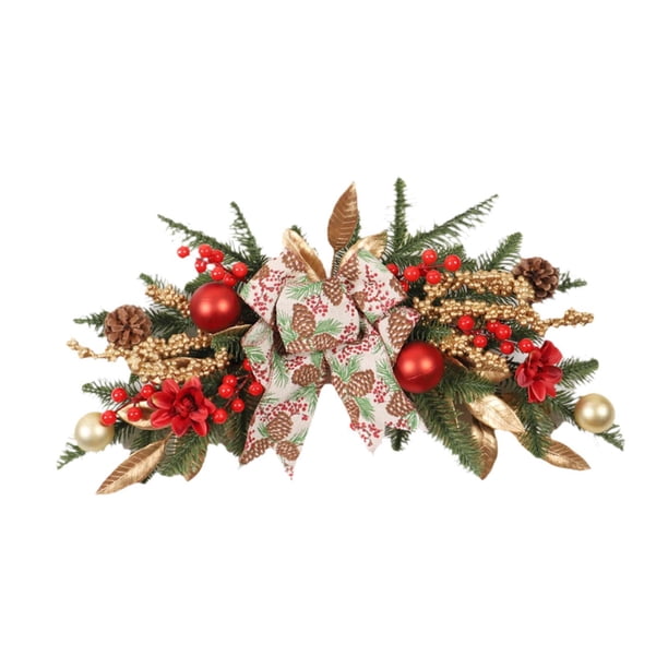 Guirnalda navideña para puerta de entrada, corona artificial para fiestas, decoración colgante, guirnalda para repisa, ventana, buzón, escalera al air