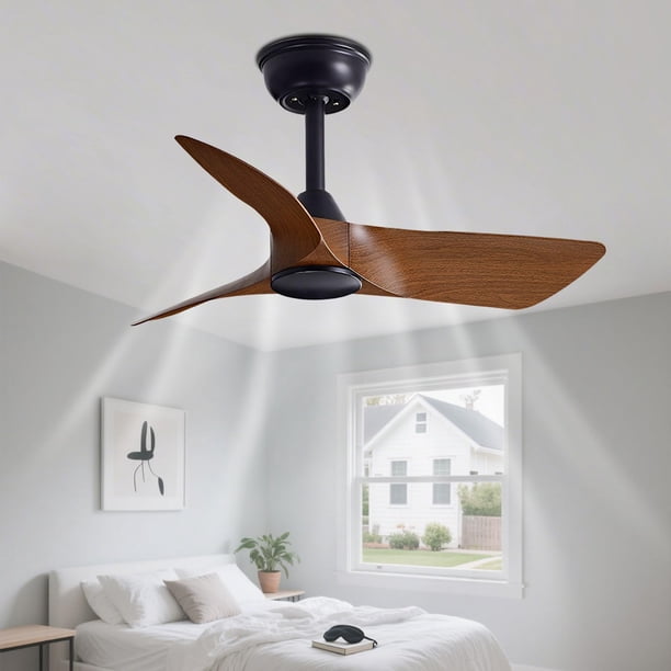 Ventilador de techo IBalody 76 cm con control remoto, motor DC, color marrón negro