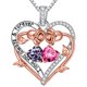 thumbnail image 1 of Collar Iefil Corazón de Rosa con Piedra de Nacimiento 925 Plata de Ley, 1 of 7