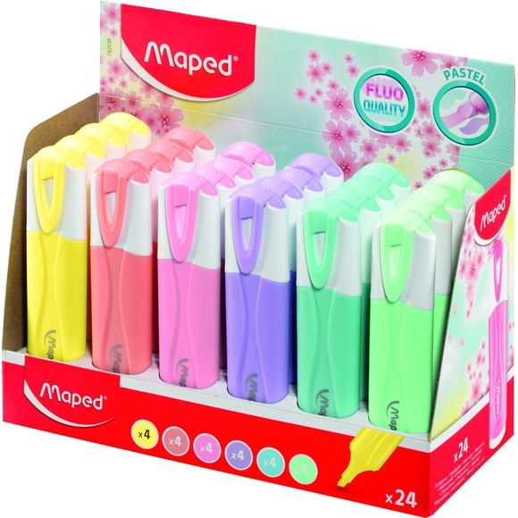 Iluminadores Maped Fluo Peps pastel, paquete de 24