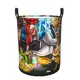 thumbnail image 1 of Undertale Cesta de lavandería de gran capacidad redonda con asa, bolsa para ropa sucia plegable, almacenamiento para dormitorio, baño y lavadero 44x35 cm, 1 of 6