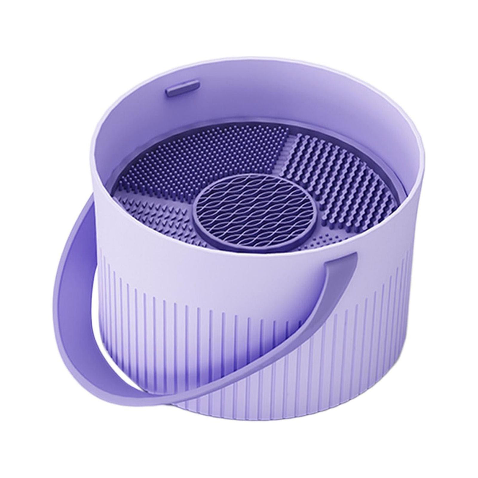 Magideal - Cuenco Limpiador De Brochas De Maquillaje, Suministro De Salón, Cesta De Secado Colgante Portátil De Secado Rápido, Caja De Limpieza De Cepillos Violeta