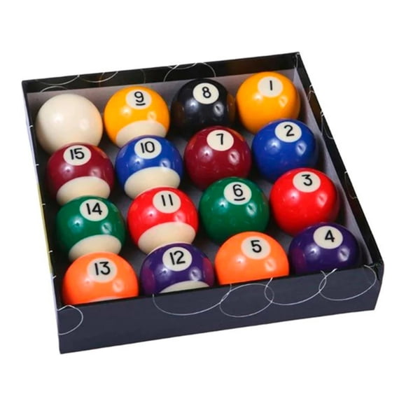 SET COMPLETO 15 BOLAS BILLAR POOL COLORES CON CAJA DECORADA