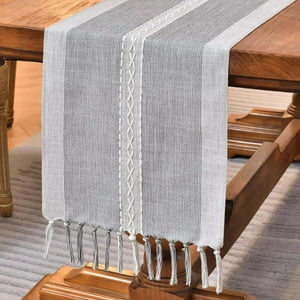 Aura Zeus - Caminos De Mesa 183X33 Cm Lino Y Algodon Mantel Tejido Crochet Az
