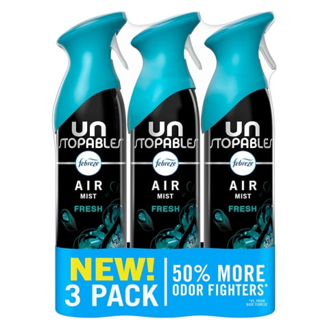 Ambientador En Aerosol Febreze Unstopables Fresh Scent 240 Ml X3