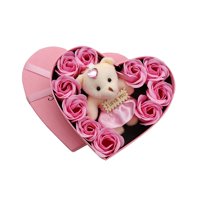 Magideal - Flor De Rosa De Jabón, Muñeca De Oso De Flores De Jabón, Jabón De Baño Perfumado, Pétalos De Flor De Rosa, Flor Artificial Para El Día De San Valentín