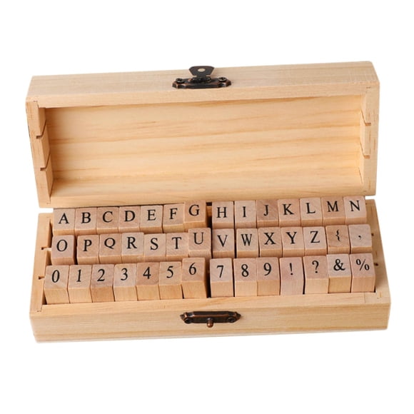 Alfabeto De Madera Letras Sellos Álbum Sello De Goma Multipropósito Con Caja Letras Verticales