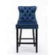 thumbnail image 1 of Contemporary Velvet Upholstered Barstools with Button Tufted Decoration and Wooden Legs, and Chrome Nailhead Trim, Leisure Style Bar Chairs,Bar stools, Set of 2 (Blue),SW2002BL, 1 of 3
