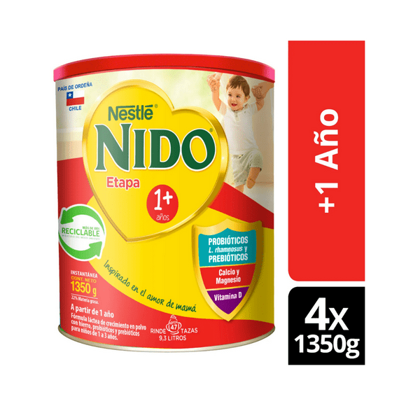 Pack x4 leche Nido 1+ protectus® 1350g