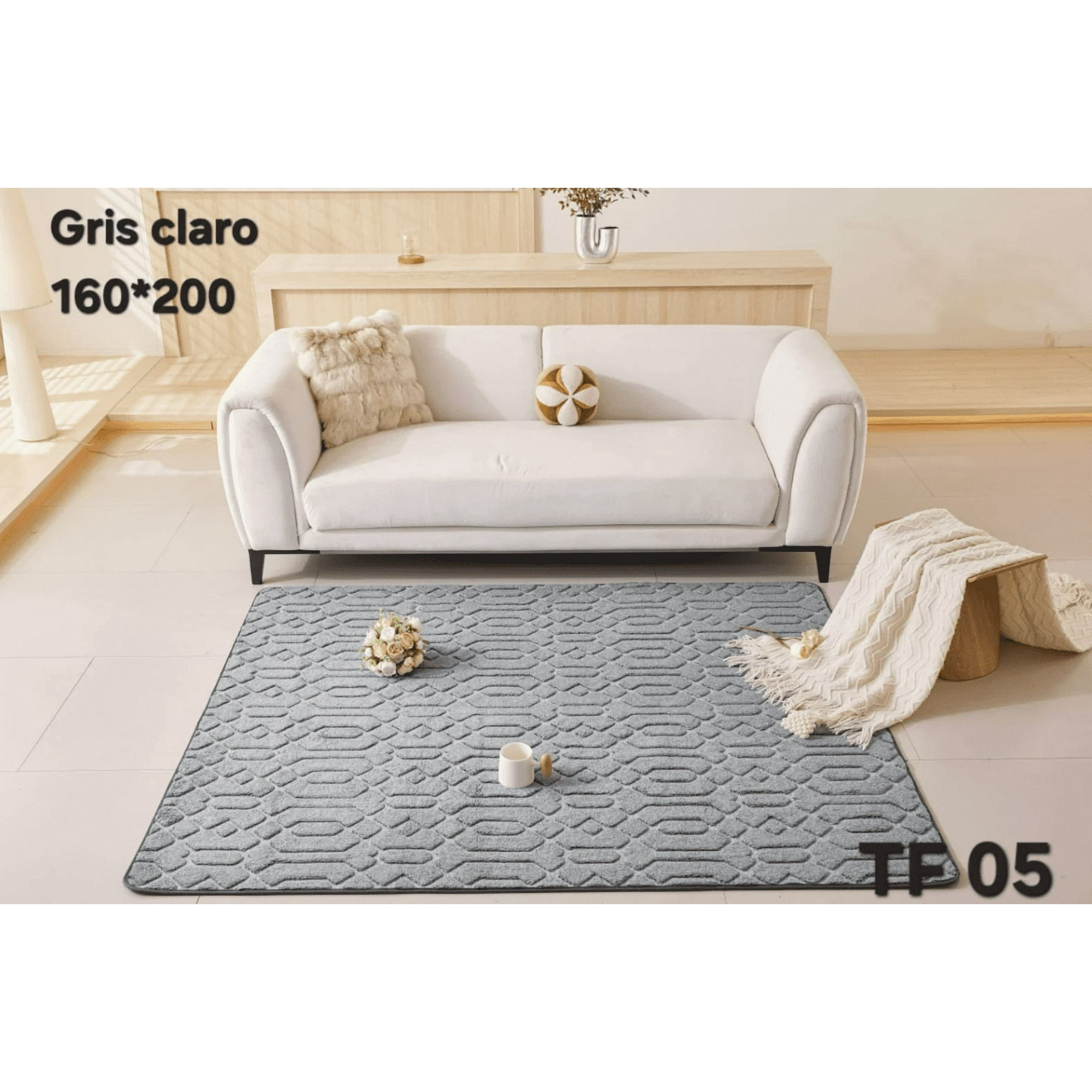 Tecnocasa - Alfombra Jacquard De Algodon 160x200cm Gris Claro