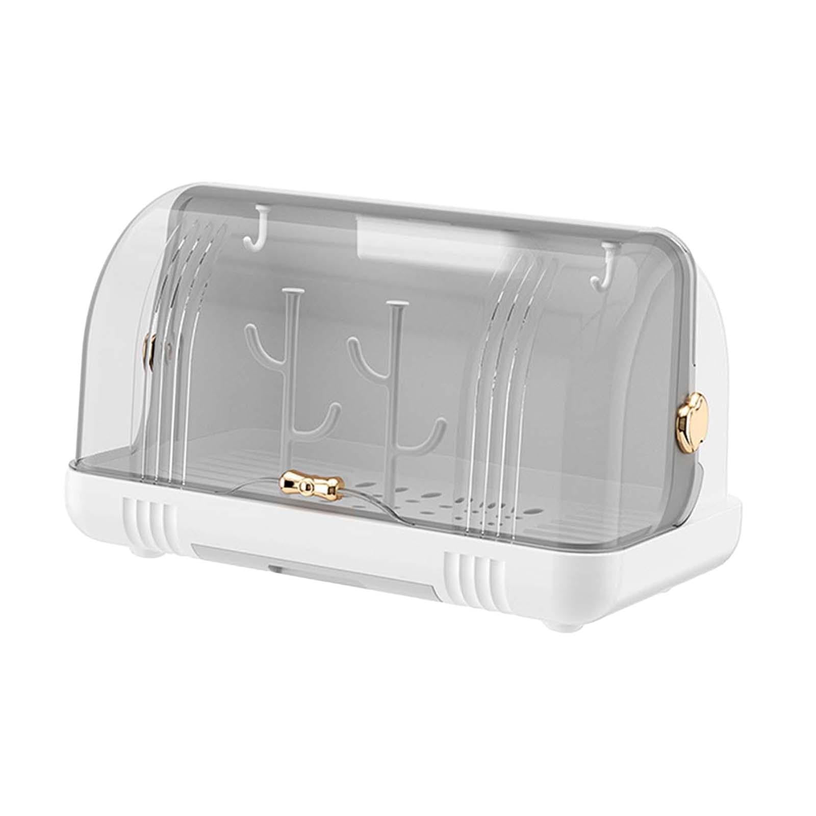 Magideal - Caja De Almacenamiento Para Vajilla, Escurridor De Platos Y Cuencos, Organizador A Prueba De Polvo, Portavasos De Escritorio, Soporte Para Tazas De Té Blanco