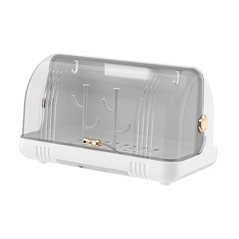 Magideal - Caja De Almacenamiento Para Vajilla, Escurridor De Platos Y Cuencos, Organizador A Prueba De Polvo, Portavasos De Escritorio, Soporte Para Tazas De Té Blanco