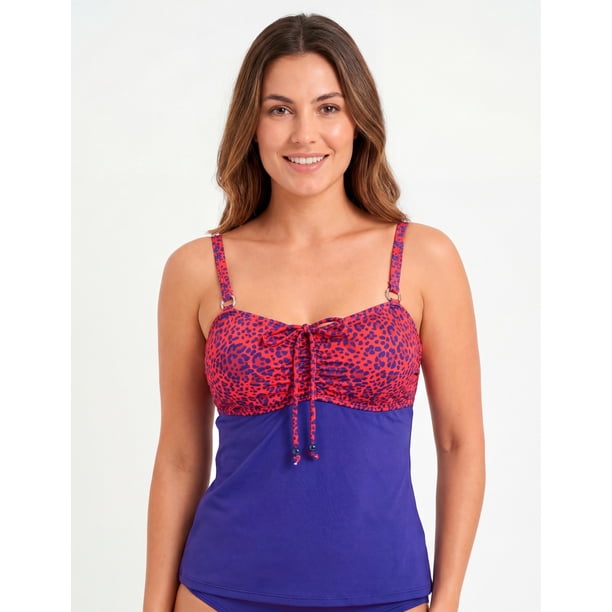 Traje de baño mujer polera tankini reductor animal print brillante Talla XL