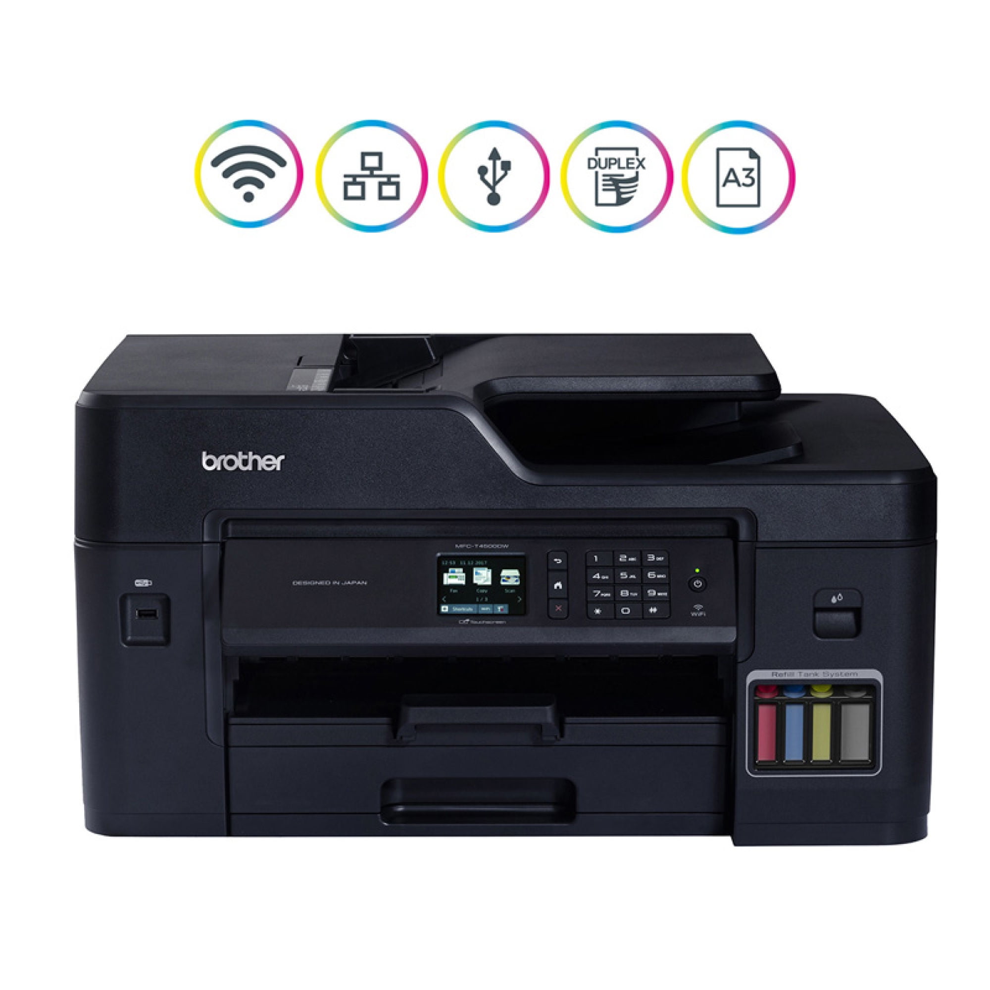 Brother - Impresora Multifuncional Inyección De Tinta Mfct4500Dw Hasta A3 Con Wifi Negro