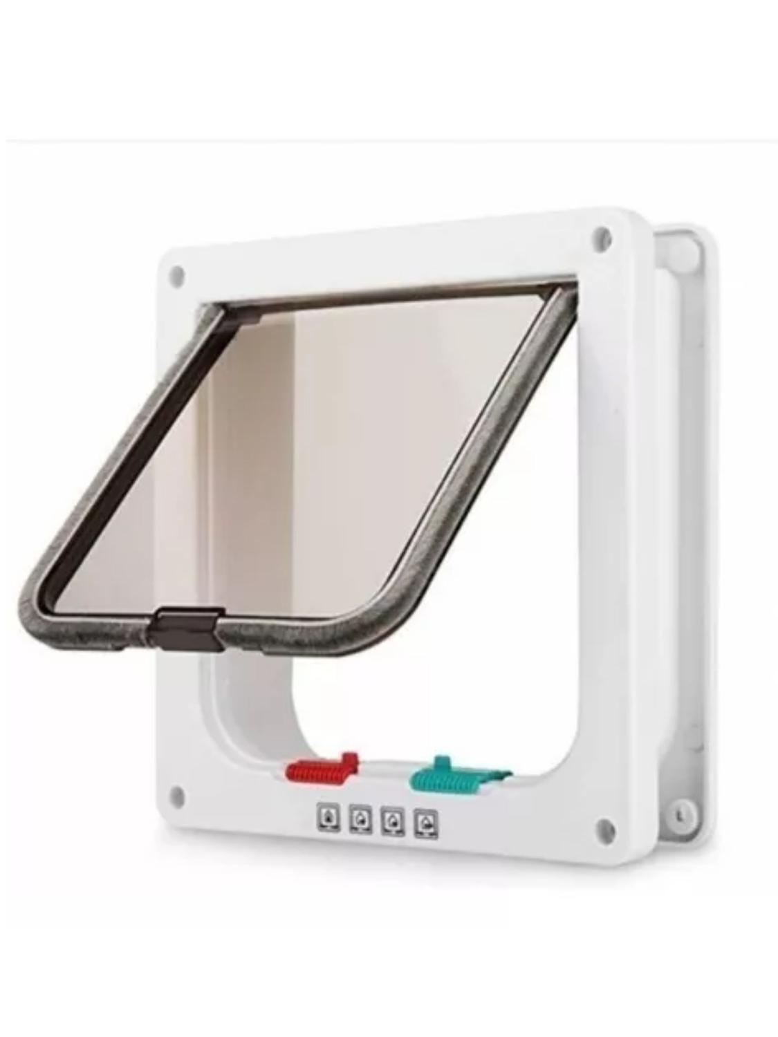 Genérico - Puerta Para Gatos Con Cierre | 25X23 Cm Marco Exterior Blanco C401-1