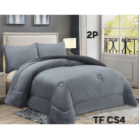 Mundo Shopping - Cobertor De Invierno Plush Liso 2 Plazas Gris