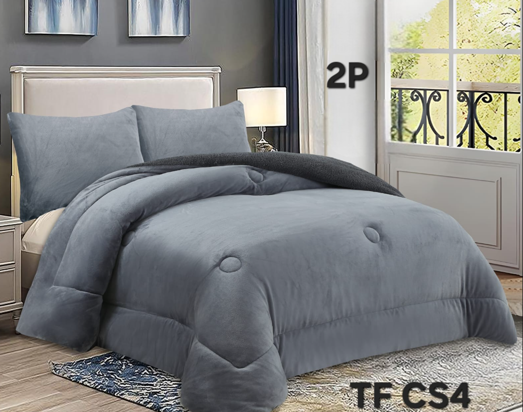 Mundo Shopping - Cobertor De Invierno Plush Liso 2 Plazas Gris