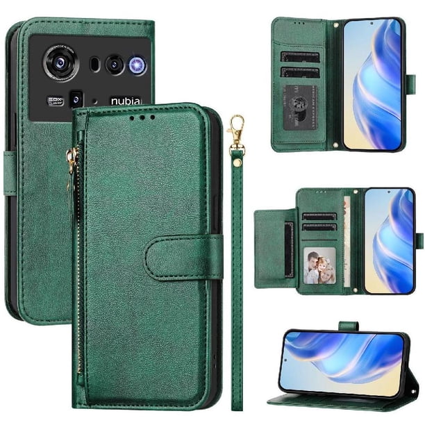 FOXDOCK Funda Tipo Cartera para Realme Narzo 80x Cuero PU con Cremallera y Correa de Muñeca, Ranuras para Tarjetas, Soporte Plegable, Cierre Magnético