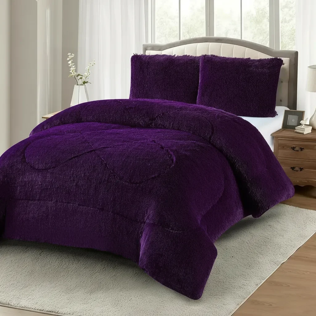 Casadeliacl - Plumon De Invierno Peludos Con Chiporro 2 Plazas Morado Peludo