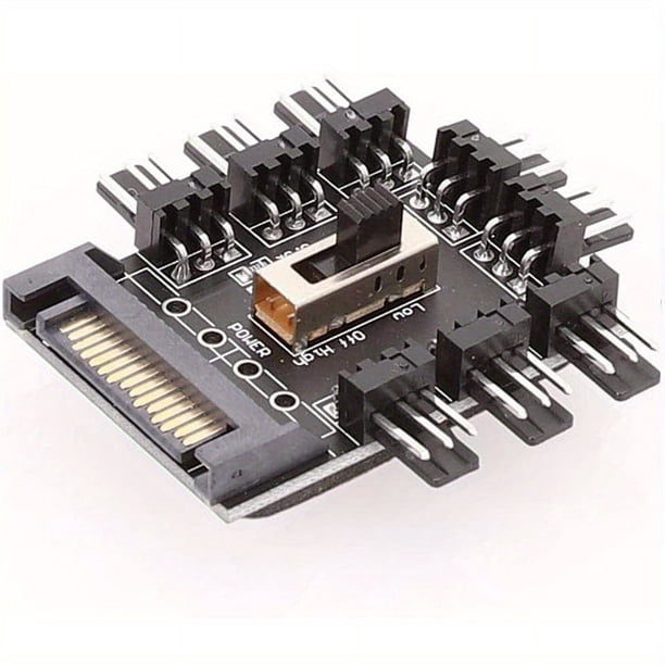 Chassis Fan Hub, SATA 1 To 8 Way12V 3 PIN Cooling Fan Splitter Controller Hub 3 Pin PWM Low Of High For PC Desktop Computer Motherboard(12V 3-Pin)