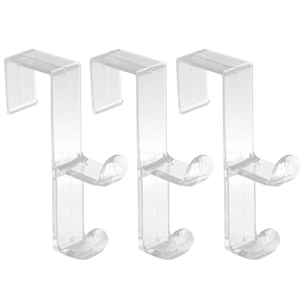 Gancho organizador para colocar sobre la puerta, InterDesign, doble gancho transparente, paquete de 3