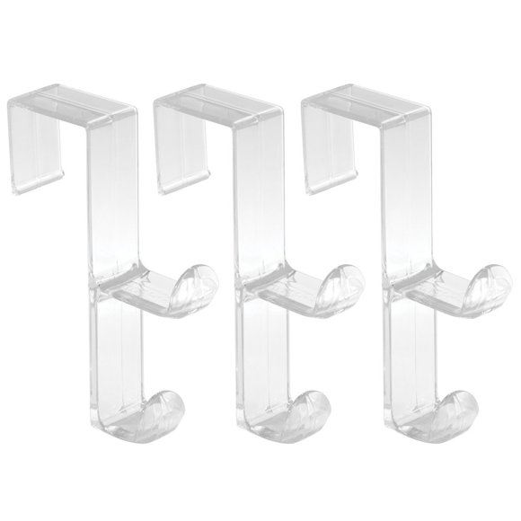 Gancho organizador para colocar sobre la puerta, InterDesign, doble gancho transparente, paquete de 3