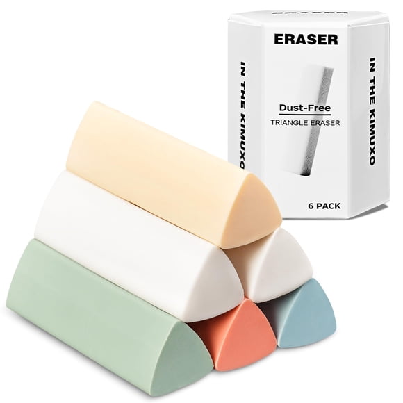 Gomas de borrar Kimuxo de varios colores, paquete de 6