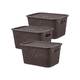 thumbnail image 1 of Pack 3 Cajas Organizadora Ratán 6 L Marrón Oscuro, 1 of 3