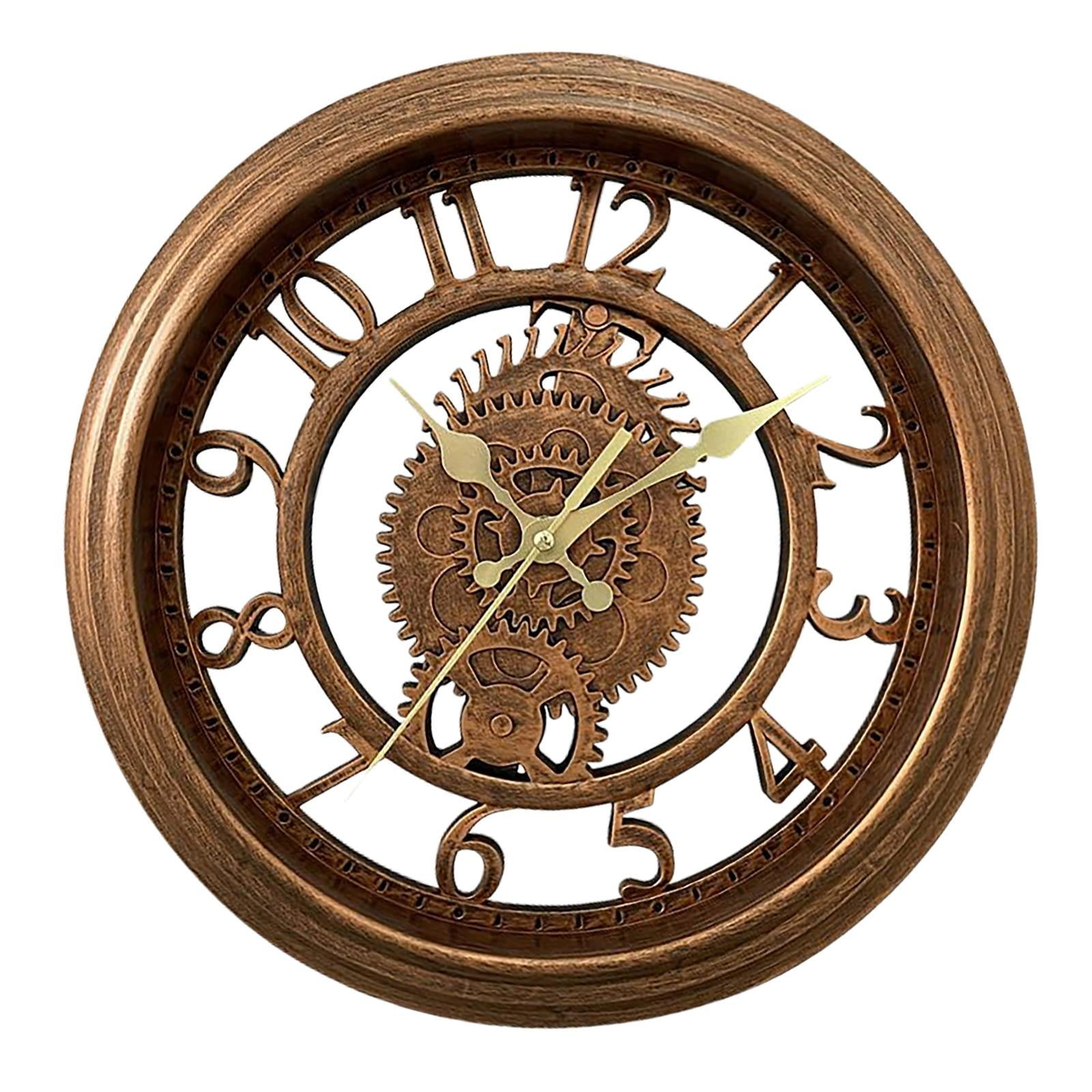 Magideal - Reloj De Pared Silencioso De 11 Pulgadas, Silencioso, Sin Tictac, Grande, Rústico, 3d, Decorativo, Arte De Lujo, Decoración Industrial Steampunk Cobre Antiguo