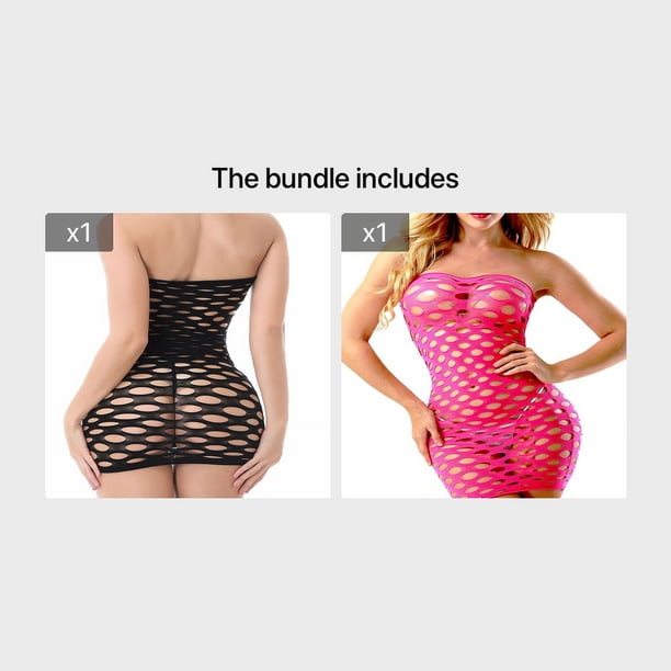 1pc Sexy and Erotic Women's Lingerie Set - Hip Mesh Tights, Short Skirt, and Pajamas