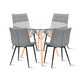 thumbnail image 1 of Comedor Mesa Eames 80cm redonda vidrio + 4 Silla Macron Terciopelo - Gris, 1 of 8