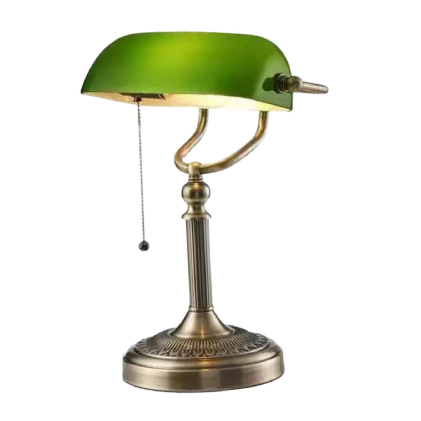 Magideal - Lámpara De Escritorio Con Interruptor De Cadena De Tracción, Accesorio Enchufable, Lámpara De Mesa Tradicional Europea Y Base De Latón Para El Lugar Verde