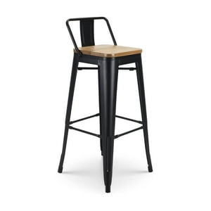 Pandalino - Taburete Tolix 77Cm| Madera Clara | Diseño Moderno Negro