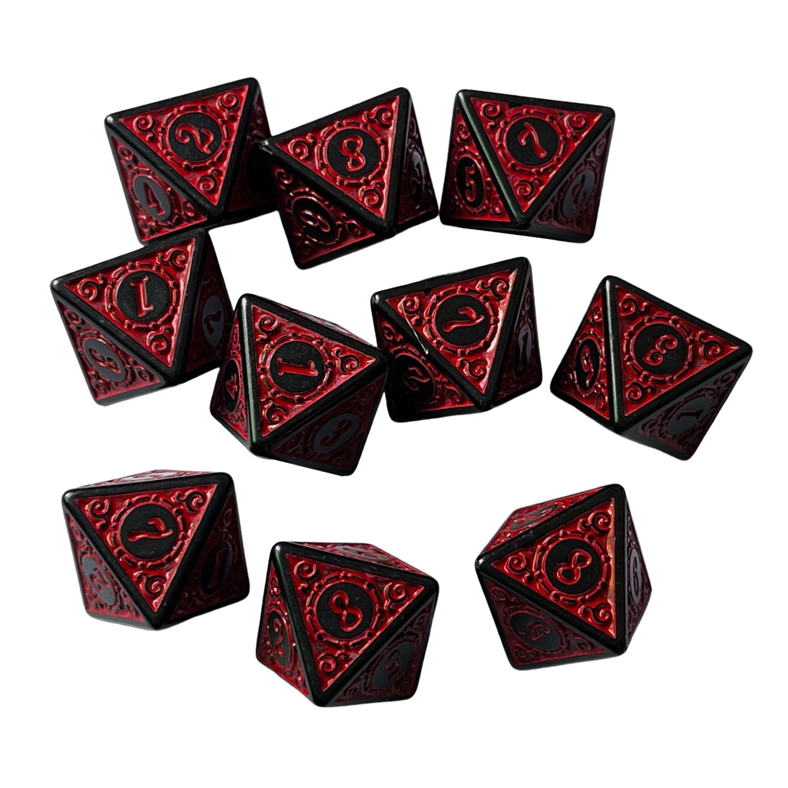 Bothyi - 10 Uds. Dados De 15Mm Dados De Acrílico Para Juegos De Fiesta Juego De Dados De 8 Caras Para Fiesta Ktv Rojo