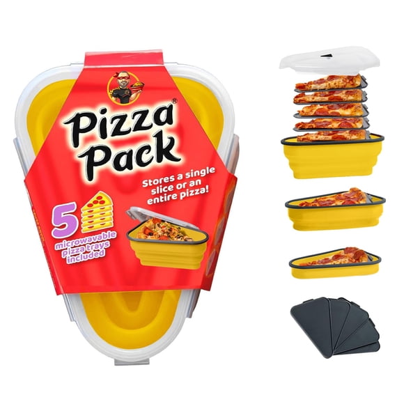 Recipiente reutilizable para pizza Pack con 5 bandejas, color amarillo