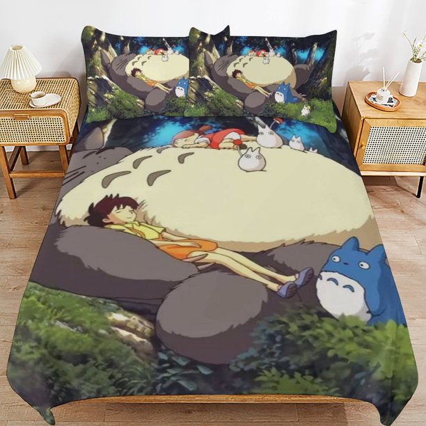 Totoro Comforter Set 3 Pieces Quilt Cover Set Soft Bedding Sets for All Seasons