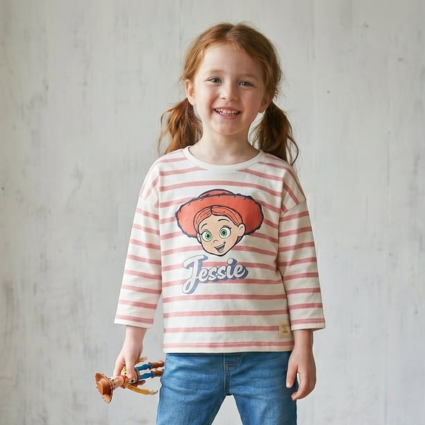 Polera Manga Larga Niña Rayas Jessie Toy Story Blanco Disney