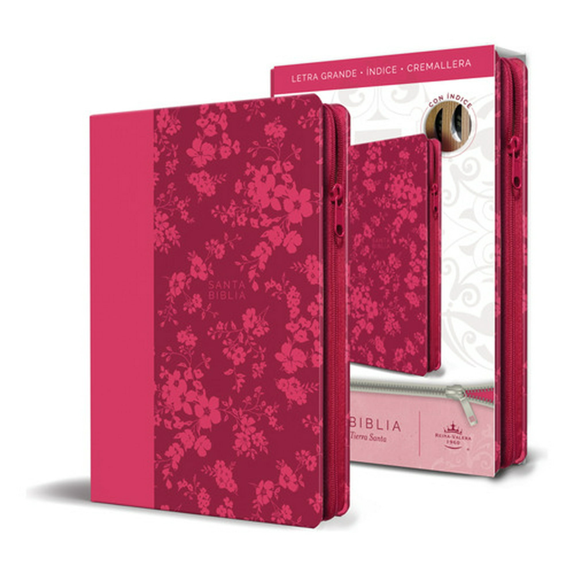 Penguin - Biblia Rvr60 - Imitación Piel - Fucsia Con Flores Y Cierre